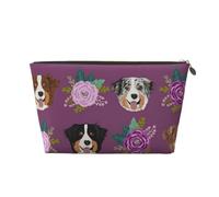 Cane australiano Floreale Pastore australiano, Borsa per il trucco Borsa per cosmetici Borsa da toilette da viaggio portatile Borsa da toilette