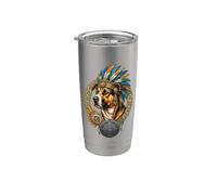 Cane azteco Messico Azteco Tribale Antica Civiltà Bicchiere termico in acciaio inox doppia parete