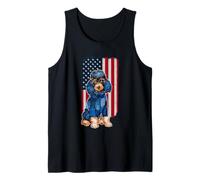 Cane Barboncino Patchwork Denim Con Bandiera Americana Canotta