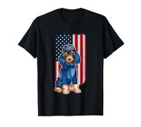 Cane Barboncino Patchwork Denim Con Bandiera Americana Maglietta