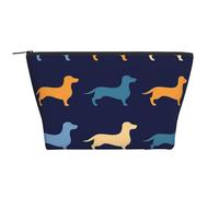 Cane bassotto blu arancione, Borsa da toilette Borsa per trucco Borsa per cosmetici Borsa da toilette da viaggio portatile