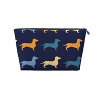 Cane bassotto blu arancione, Borsa da toilette Borsa per trucco Borsa per cosmetici Borsa da toilette da viaggio portatile