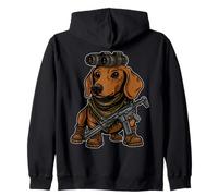 Cane Bassotto con NVG Divertente Meme Militare tattico Felpa con Cappuccio