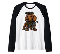 Cane Bassotto con NVG Divertente Meme Militare tattico Maglia con Maniche Raglan