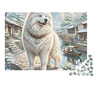 Cane Bianco Paesaggio Invernale Puzzle 1000 Pezzi Puzzle per Adulti Set Puzzle 1000 Pezzi Relax Casa Decorazione 38x26cm/1000pcs