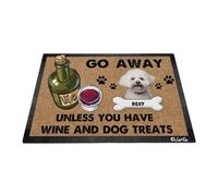 Cane Bichon Frise - Vai Via Se Non Hai Vino E Dolcetti Per Cani Tappeti D'Ingresso Facile Da Pulire Tappeto Ingresso Casa Resistente Zerbino Di Benvenuto Per Interno Soggiorno Terrazzo 40X60 Cm