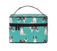 Cane blu merle del border collie, Borsa per il trucco Borsa per cosmetici Borsa da viaggio portatile da viaggio Astuccio per matite