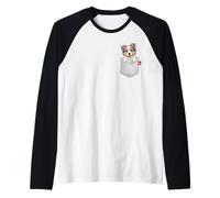Cane Border Collie in Tasca Che sbircia Cucciolo di Cane Carino Maglia con Maniche Raglan