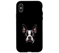 Cane Boston Terrier nero Bostie Face Custodia per iPhone X/XS