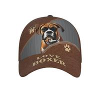 Cane Boxer Bianco Fulvo Vintage Love su Pelle Marrone Unisex Cappello da Baseball Protezione Solare Cappelli da papà Casual Cappellini da Sole per Viaggi Caccia Estivo
