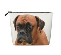 Cane Boxer con faccia triste, Borsa per cosmetici in lino sintetico Borsa per trucco Borsa da viaggio portatile