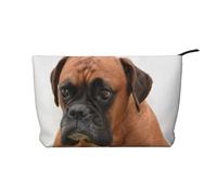 Cane Boxer con faccia triste, Borsa per cosmetici in velluto a coste Borsa per il trucco Borsa da viaggio portatile