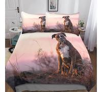 Cane Boxer Copripiumino Matrimoniale,Adatto Per Bambini Ragazze Adulti Lenzuola,Confortevole E Facile Da Curare Animali Boxer Lenzuola Matrimoniali Federa,Con Cerniera Copriletto King(220x240cm)