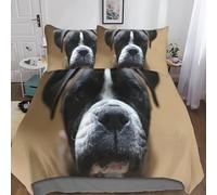 Cane Boxer Copripiumino Matrimoniale，Adatto Per Bambini Ragazze Adulti Lenzuola，Confortevole E Facile Da Curare Animali Boxer Lenzuola Matrimoniali Federa，Con Cerniera Copriletto Double（200x200cm）