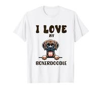 Cane Boxer Doodle che sbricia con la scritta "Love" Maglietta