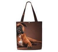 Cane Boxer sdraiato e tranquillo,Borse della spesa riutilizzabili, borse per la spesa, borsa a tracolla in tela di grande capacità