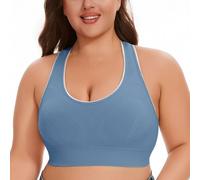 Cane Calore Women's Breathable Plus Size No Underwire No Marks Hollow Bra Thin Yoga Underwear Alta Taglia, blu, XL
