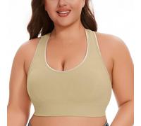 Cane Calore Women's Breathable Plus Size No Underwire No Marks Hollow Bra Thin Yoga Underwear Alta Taglia, beige, 5X-Large