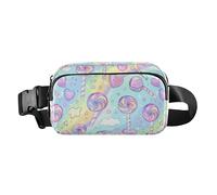 Cane Candy Cartoon Rainbow Stripes Marsupio alla moda per uomo donna impermeabile borsa a tracolla essenziale da viaggio con cinghia regolabile per lo shopping sport lavoro