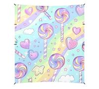 Cane Candy Cartoon Stripe pieghevole Beach Cabana UPF50+ impermeabile parasole per esterni con sacchi di sabbia, pala di sabbia, pali per cortile e campeggio