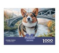 Cane carino 1000 pezzi per adulti e bambini: Corgi di Bridge over River Divertente regalo e attività per la casa e la decorazione murale 70x50 cm/1000 pezzi