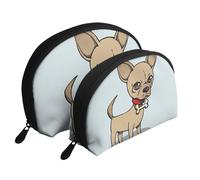 Cane carino, Borsa per trucco a conchiglia Portamonete da donna Borsa da toilette piccola Borsa per cosmetici 2 pezzi