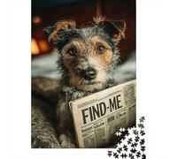 Cane carino con giornale Puzzle 1000 Pezzi Cartaceo Puzzle per Adulti Set Puzzle 1000 Pezzi Relax Decorazione Casa Regalo Famiglia 38x26cm/1000pcs