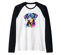 Cane Carino Doberman Pigiama Pinscher Colorato Tie Dye Doberman Maglia con Maniche Raglan