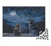 Cane carino Jigsaw Puzzle Impossibili 1000 Pezzi Forestaa nella Notte di Luna Decorazione Per La Casa. Giochi Rilassamento E Intelligence Per Adulti E Bambini Da 12 Anni 1000pcs (75x50cm)