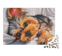 Cane carino puzzle da 1000 pezzi per adulti, cucciolo di Yorkshire Terrier a due teste, spesso resistente premium vibrante stimolante antistress regalo, 38x26cm/1000pz