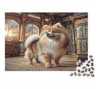 Cane Carino Puzzle in cartone Pomeranian in una stanza ornata con finestre Puzzle classico per principianti stimolante mentale 70x50cm/1000 pezzi