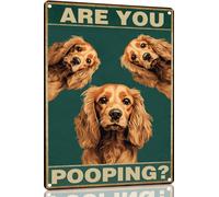 Cane Carino "Stai Facendo La Cacca?" Placca Murale Art Targa In Metallo Design Poster Con Placca Per Club Man Cave Bagno 20X30 Cm