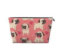 Cane carlino cuore di San Valentino, Borsa da toilette Borsa per trucco Borsa per cosmetici Borsa da toilette da viaggio portatile