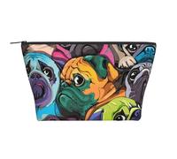 Cane carlino divertente cartone animato, Borsa da toilette Borsa per trucco Borsa per cosmetici Borsa da toilette da viaggio portatile