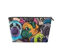 Cane carlino divertente cartone animato, Borsa da toilette Borsa per trucco Borsa per cosmetici Borsa da toilette da viaggio portatile