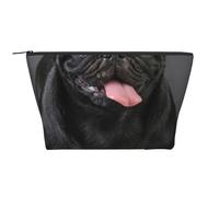Cane Carlino Nero Isolato Su Uno Sfondo Nero, Borsa da toilette Borsa per trucco Borsa per cosmetici Borsa da toilette da viaggio portatile
