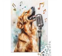 Cane che Canta Puzzle 1000 Pezzi Puzzle per Adulti Carta Microfono Gioco di Puzzle 1000 Pezzi Relax Decorazione Casa 38x26cm/1000pcs