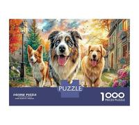 Cane che corre Puzzle Classico 1000 Pezzi Cartone Riciclato Autumn Strada acciottolata Relax Mentale Per Famiglia Anziani, Attività Indoor, Regalo Natale Nonni 70x50cm/1000pcs