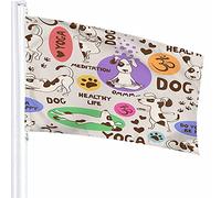 Cane che fa Yoga Postura Bandiera Decor 3x5 Ft Fitness Divertente Asana Piegamento Meditazione Posa Poliestere Motivo stampato Decorazioni per esterni per case e giardini