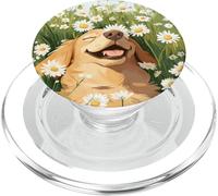 Cane che gioca nel prato per la stagione delle margherite e dei fiori PopSockets PopGrip per MagSafe