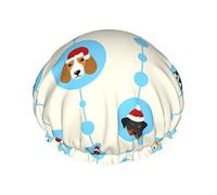 Cane Che Indossa Cappello Di Natale Cuffia Da Impermeabile, Cuffia Da Bagno Elastica Cuffia Da Bagno Per Capelli Di Protezione Ambientale, Doppio Strato Impermeabile Cappello Da Da Bag