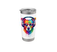 Cane che indossa cuffie e occhiali da sole EDM Rave Art Bicchiere termico in acciaio inox doppia parete