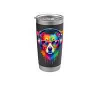 Cane che indossa cuffie e occhiali da sole EDM Rave Art Bicchiere termico in acciaio inox doppia parete