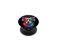 Cane che indossa cuffie e occhiali da sole EDM Rave Art PopSockets PopGrip Adesivo