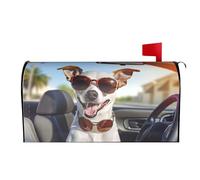 Cane che indossa occhiali da sole alla guida di un'auto 03 Coperture per cassette postali Coperture magnetiche per cassette postali Decorazione per la casa e il giardino