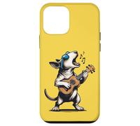 Cane che suona la chitarra cantando Bull Terrier divertente Custodia per iPhone 12 mini