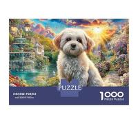 Cane colorato nel quartiere dei graffiti Puzzle White Puppy in Magical Garden 1000 Tessere Cartone Di Alta Qualità Per Amanti Puzzle, Stimolante Svago, Regalo Compleanno Decorazione 52x38cm/1000pcs