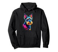 Cane colorato Pop Art Biewer Terrier Felpa con Cappuccio