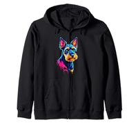 Cane colorato Pop Art Biewer Terrier Felpa con Cappuccio