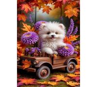 Cane con fiore viola autunnale - Puzzle 150 Pezzi - puzzle Fai da te 35x25 cm,Intrattenimento Creativo - Puzzles Per Adulti E Tutta La Famiglie